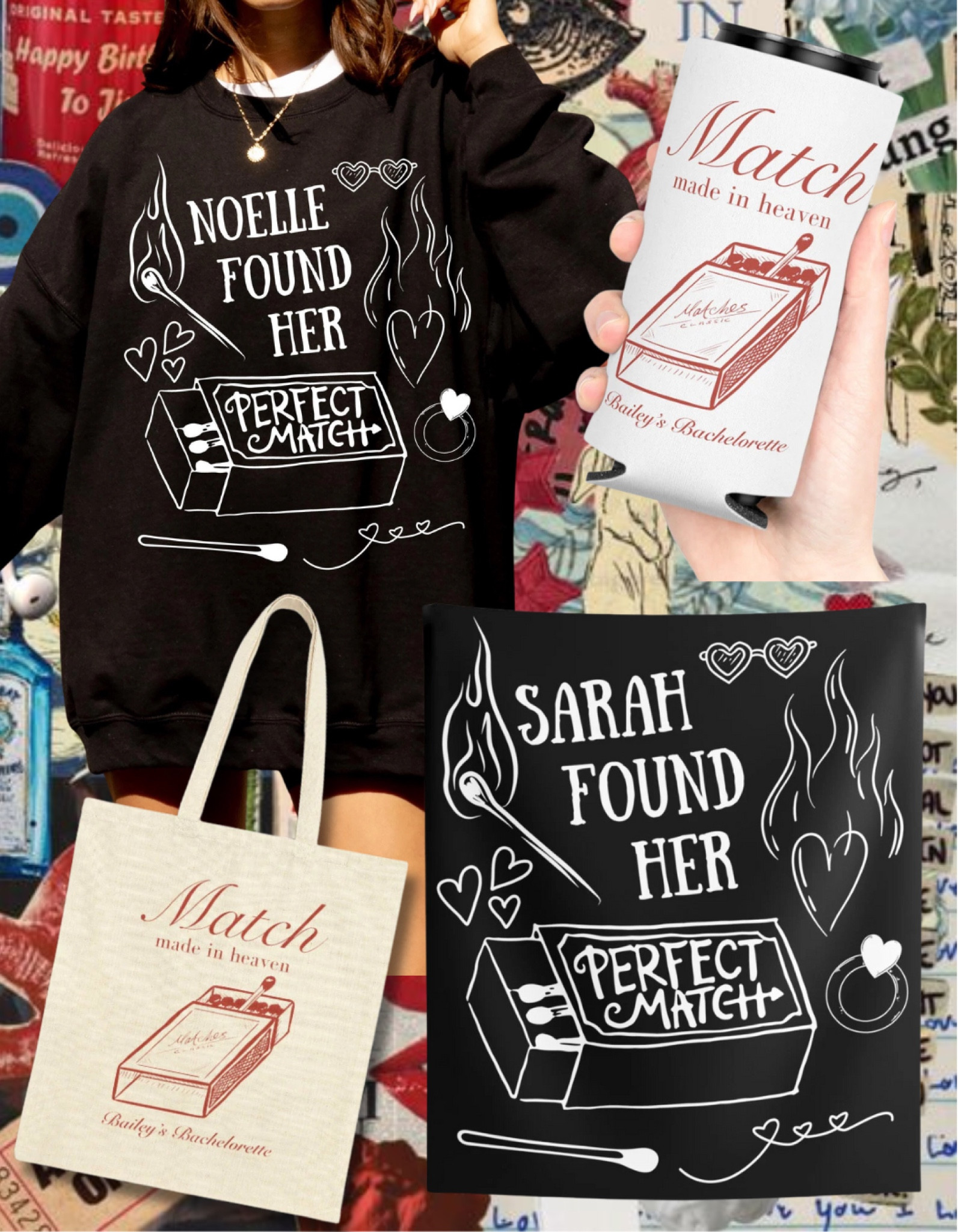 Perfect match bachelorette party, Bach weekend decor, match made in heaven theme party, custom tote bags, custom sweatshirts

#LTKFindsUnder50 #LTKParties #LTKWedding