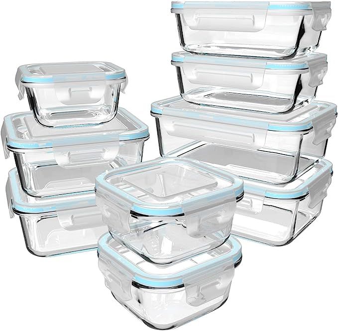 18 Piece Glass Food Storage Containers with Lids, Glass Meal Prep Containers, Glass Containers fo... | Amazon (US)