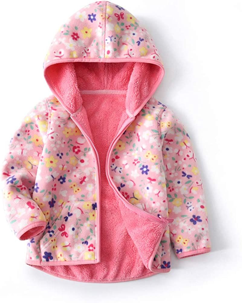 Toddler Polar Fleece Jacket Hooded Baby Boys Girls Autumn Winter Long Sleeve Thick Warm Outerwear | Amazon (US)