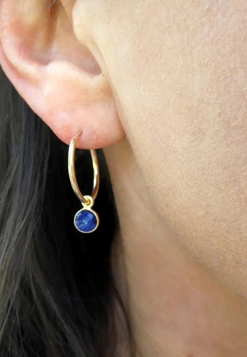 Gold Sapphire Hoop Earrings: September Birthstone Gift - Etsy UK | Etsy (US)