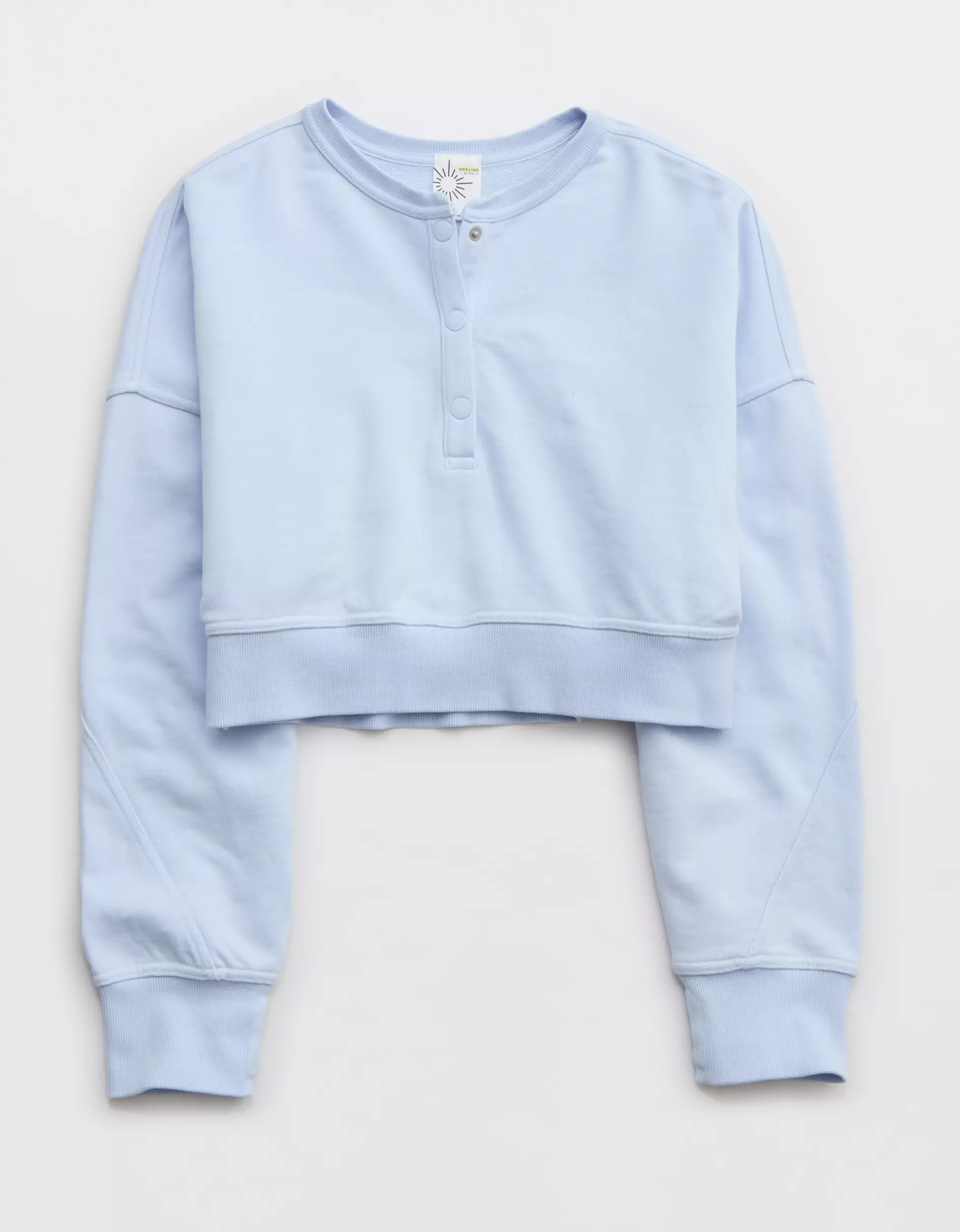 OFFLINE By Aerie Throwback Snap Fleece Crewneck Sweatshirt | Aerie