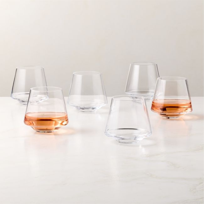 Joplin Clear Stemless Wine Glasses Set of 6 | CB2