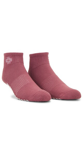 Bewell Embroidered Grip Sock in Rose Taupe White | Revolve Clothing (Global)