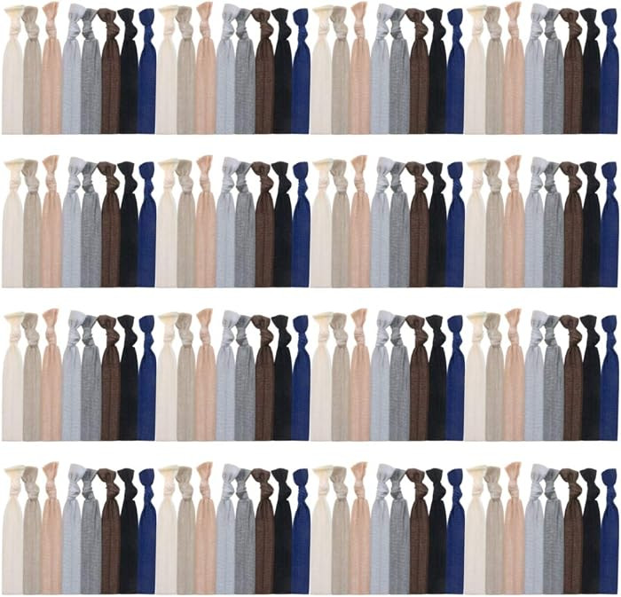 120 Pack Neutral Color No Crease Ribbon Elastics Hair Ties Women Yoga Knotted Ponytail Holder | Amazon (US)