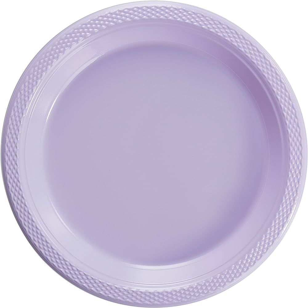 Exquisite 9 Inch Lavender Plastic Plates - 50 Count - Round Solid Color Disposable Plates - Laven... | Amazon (US)