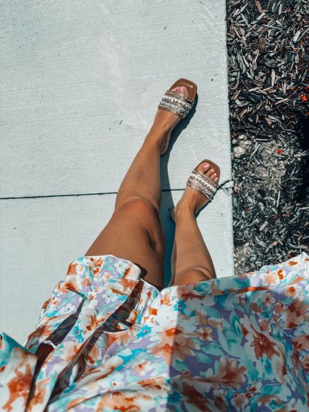The flat slide sandals are so fun for summer!! Love the sparkle and striped jeweled detail . Fit true to size 

#LTKSummerSales #LTKShoeCrush #LTKFindsUnder50