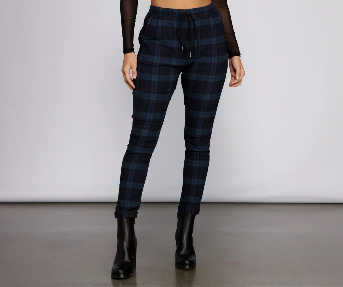 Casual-Chic Plaid Jacquard Joggers | Windsor Stores