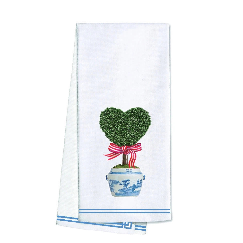 Cotton Tea Towel - Heart Topiary | The Horseshoe Crab