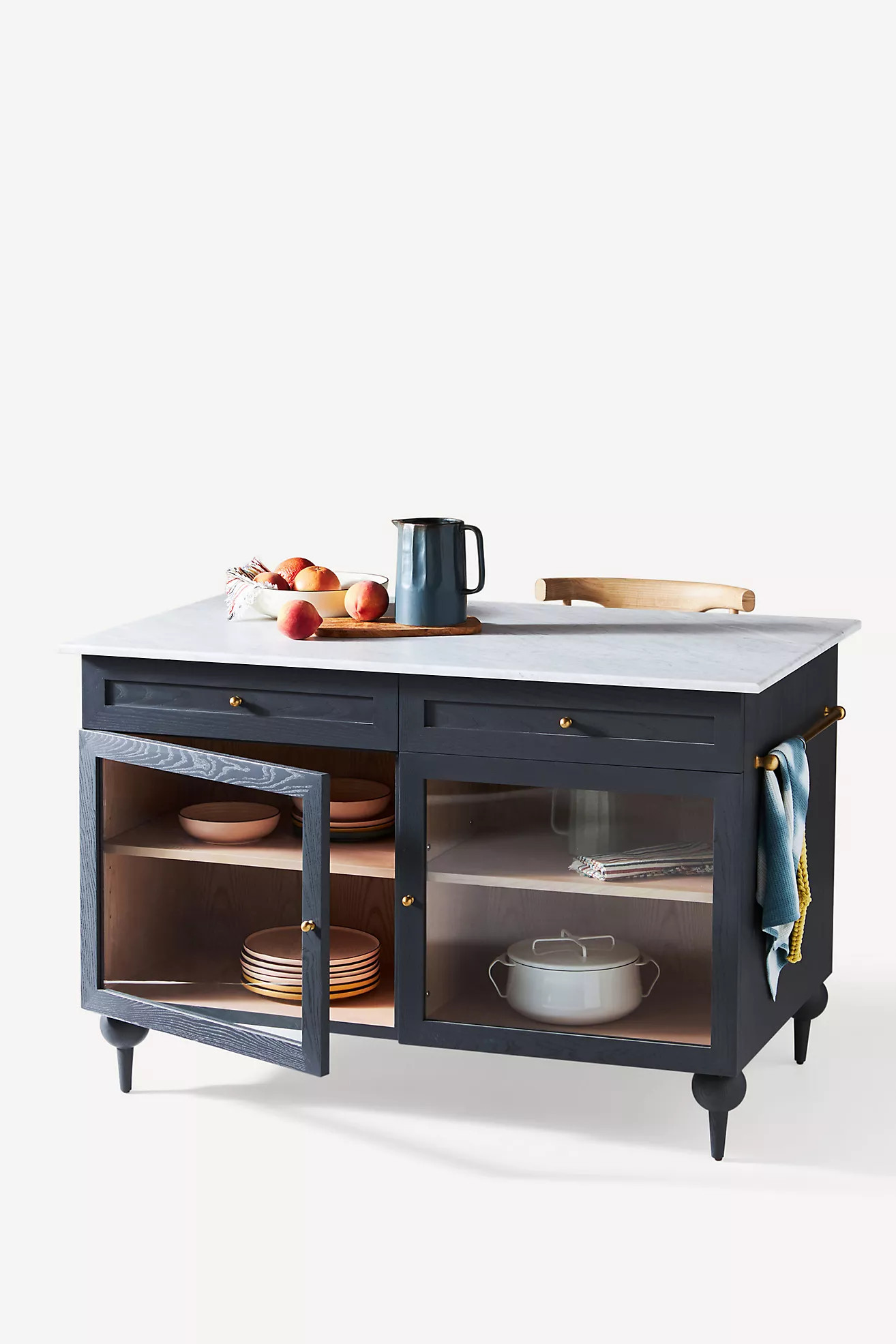 The Fern Rectangular 55" Marble Top Kitchen Island | Anthropologie (US)