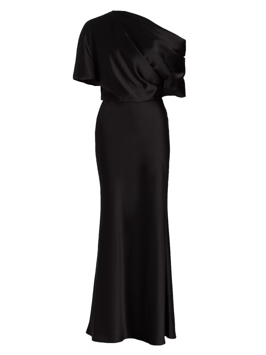 Amsale Satin One-Shoulder Gown | Saks Fifth Avenue | Saks Fifth Avenue