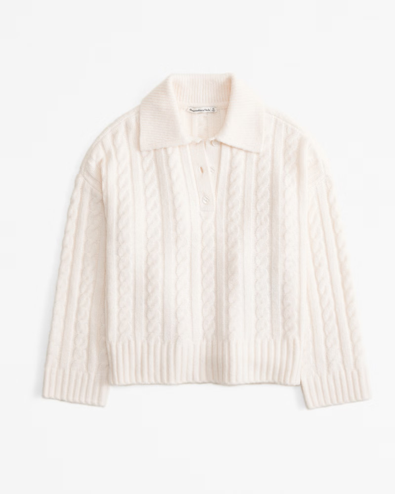 Notch-Neck Cable Collared Sweater | Abercrombie & Fitch (US)