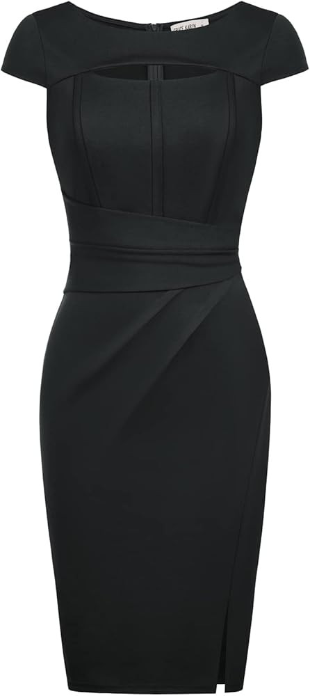 GRACE KARIN Women's Wear to Work Bodycon Pencil Dress Cap Sleeve Hollowed-Out Front Business Dresses | Amazon (US)