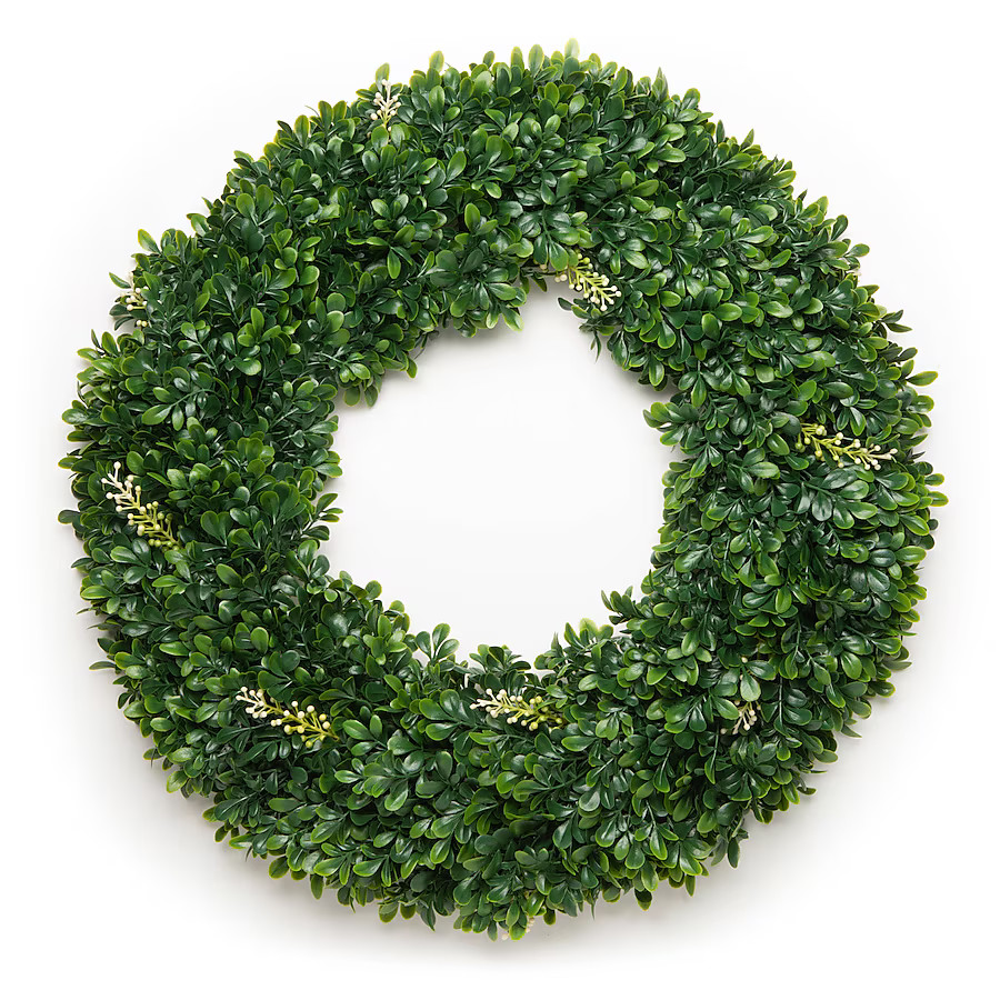 naturae decor 23-Inches Green Indoor/Outdoor Hanging Boxwood Artificial wreath | Lowe's