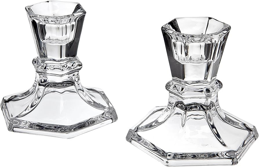Godinger Silver Art Set of 2 Hexagon Crystal Candle Stick Holders | Amazon (US)
