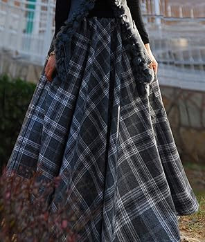 Women's Plaid Wool Maxi Skirt Long Skirt Winter Skirt | Amazon (US)