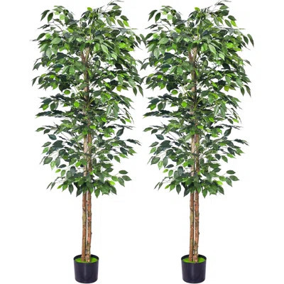 2Packs 6FT Artificial Ficus Tree,Fake Plants with Sturdy Plastic Nursery Pot | Wayfair North America