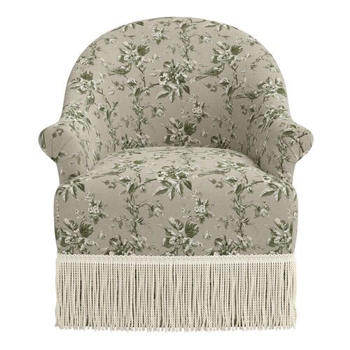 Marie Swivel Chair, Michigan Bird Toile | One Kings Lane