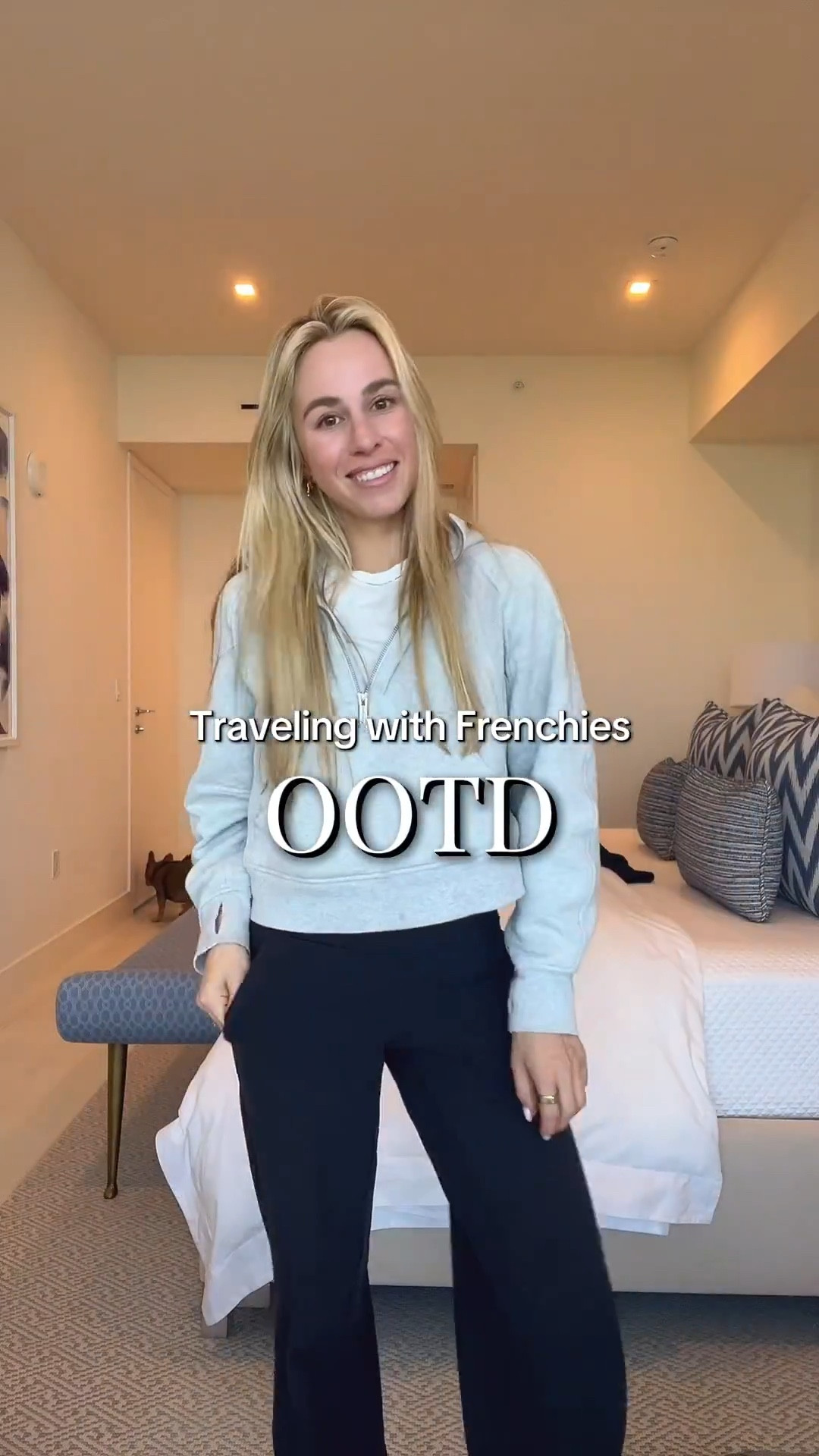 Travel day outfit for me + the Frenchies 🖤 Comfy, chic, and practical!
•
•
•
Lululemon oversized scuba hoodie, Lululemon jogger leggings, New Balance sneakers, Lululemon tee, Nordstrom necklace, TikTok shop earring set, travel outfit inspo, LTK style, cozy travel look, dog-friendly travel, chic casual style, vacation outfit ideas, small frame fashion, weekend travel outfit

#LTKFindsUnder100 #LTKTravel #LTKootd