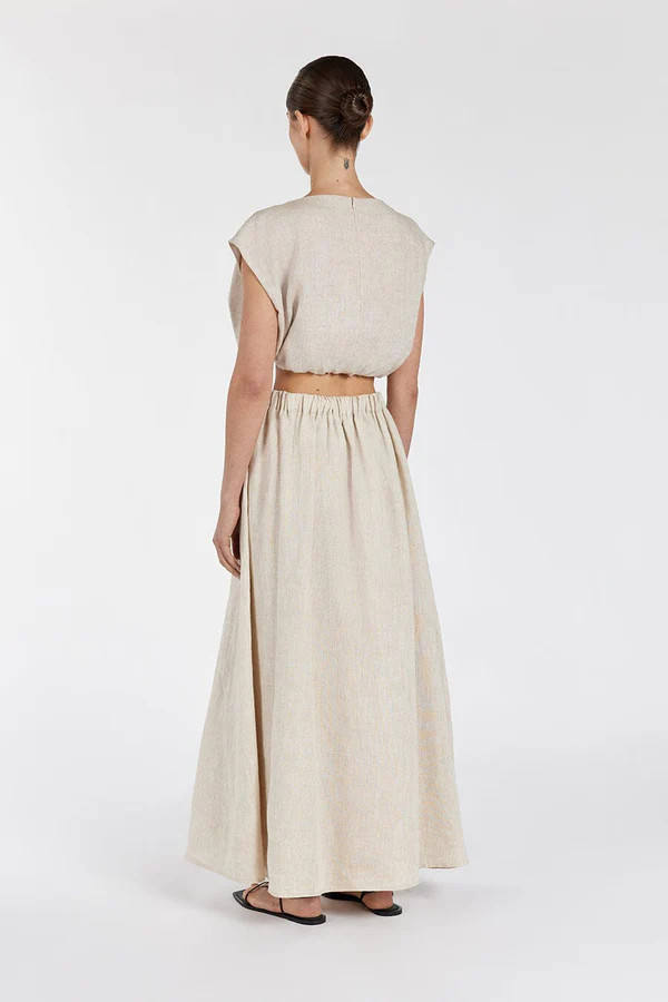 AMY NATURAL LINEN MIDI SKIRT | DISSH