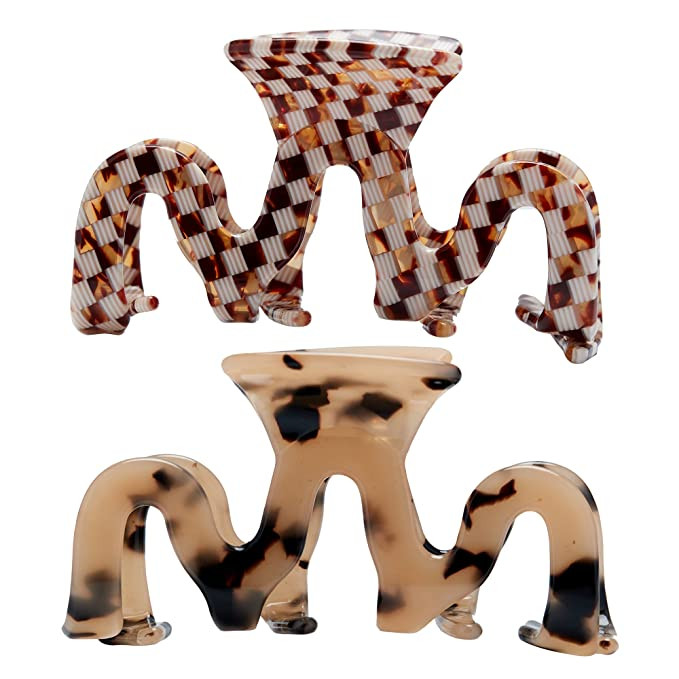 Large Tortoise Shell Claw Clip 3.5 Inch Cellulose Acetate Hair Claw Clips Checkered Hair Claw Cli... | Amazon (US)