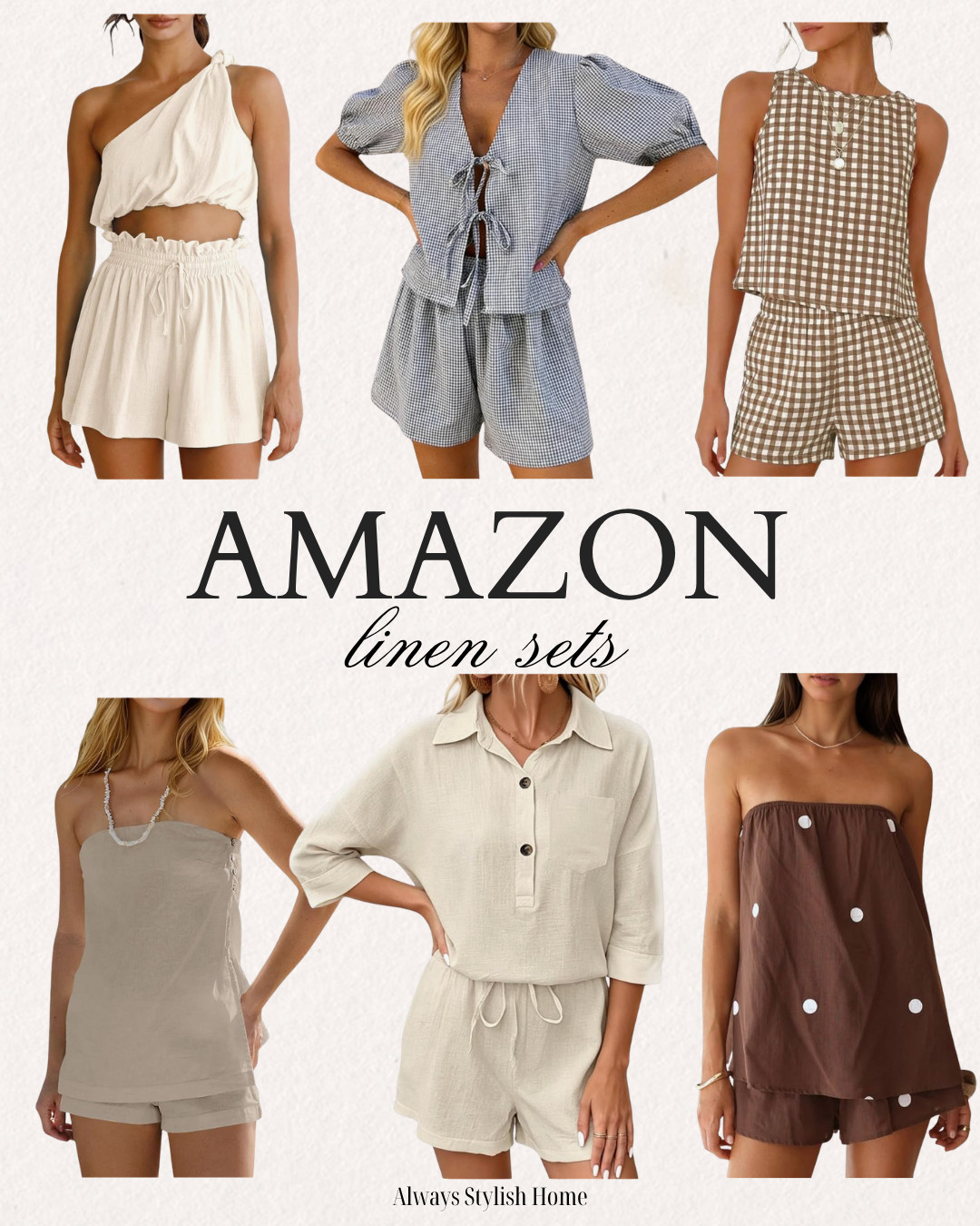 Amazon warm weather outfits that look so much more expensive than they are! Linen matching sets. Perfect for vacations, brunch, beach days, and everyday summer style — all affordable and Amazon Prime-ready! #linenfashion #amazonstyle #amazonfashion #linensets 

 #LTKgrwm #LTKootd #LTKSeasonal