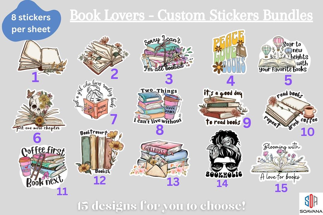 Custom Book Lover Stickers Pack, Personalized Bookworm Booktrovert Stickers Sheet,Inspiring Libra... | Etsy (US)