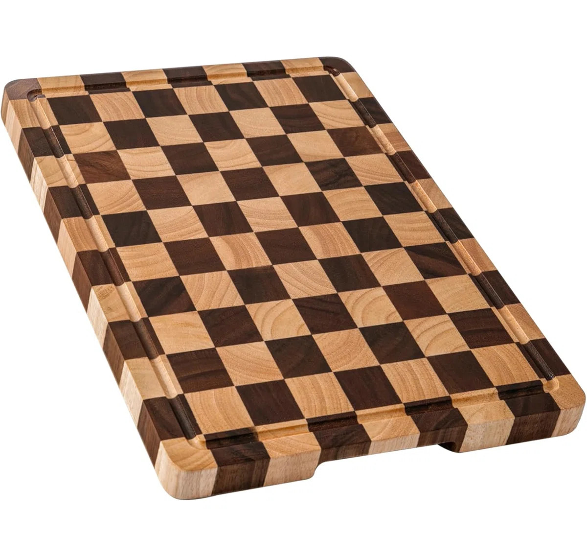 Checkered Cutting Board, Acacia Wood Chopping Board with Grooves and Handles, Butcher Block Servi... | Wayfair North America
