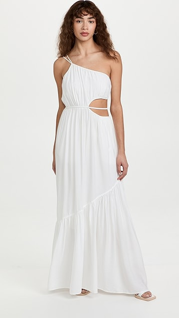 Yvonne Solid Strappy One Shoulder Maxi Dress | Shopbop