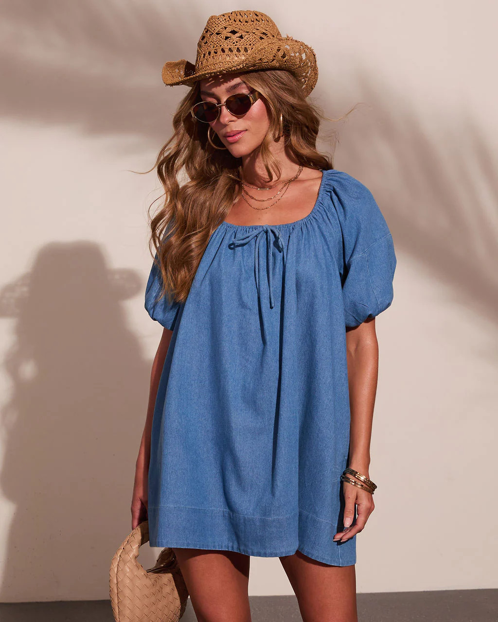Mellanie Shift Chambray Mini Dress | VICI