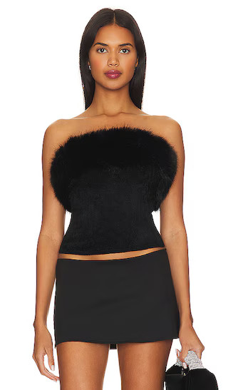 Idina Faux Fur Tube Top in Black | Revolve Clothing (Global)