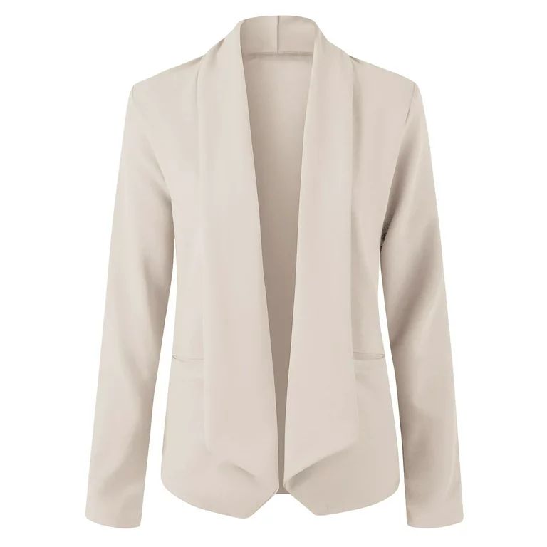 Doublju Women's Casual Long Sleeves Asymmetrical Stretch Open Front Blazer Jacket with Plus Size | Walmart (US)