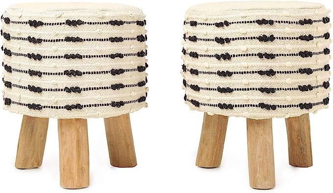 REDEARTH Foot Stool -Handmade Wooden 3 Legs Tufted Seat Footrest for Living Room, Bedroom, Nurser... | Amazon (US)