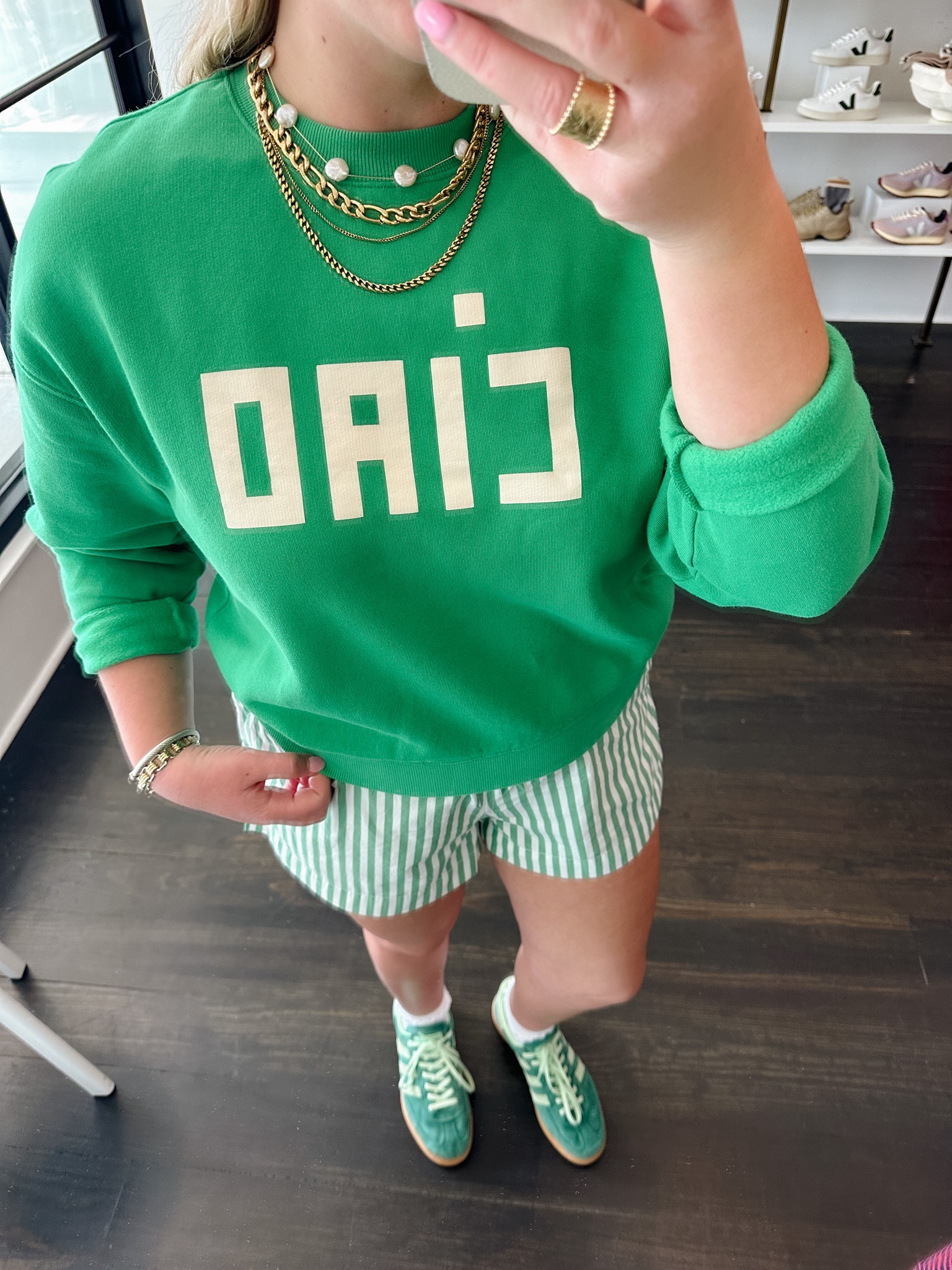 Le Drop Sweatshirt Green w Cream curated on LTK