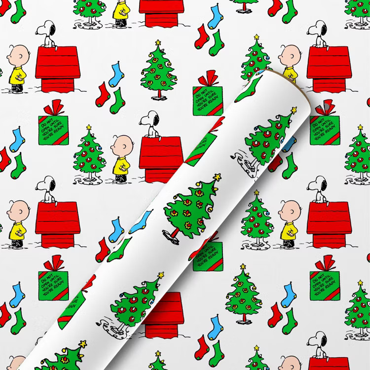 30" 25sq ft Christmas Roll Wrap Peanuts Charlie Brown & Snoopy | Target