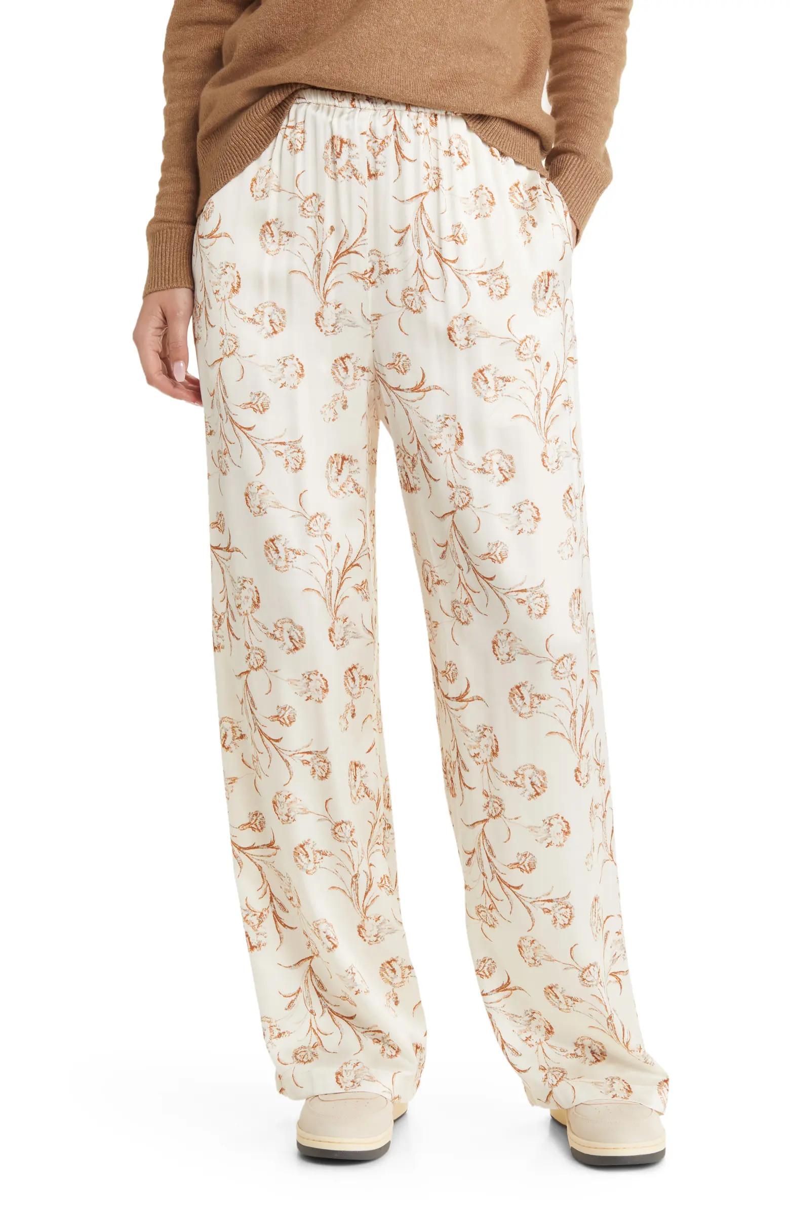 Satin Wide Leg Pull-On Pants | Nordstrom