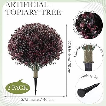 Yunlly 2 Pack 18" Artificial Boxwood Ball Bush Topiary Trees Fake Outdoor Plants, Realistic UV Re... | Amazon (US)