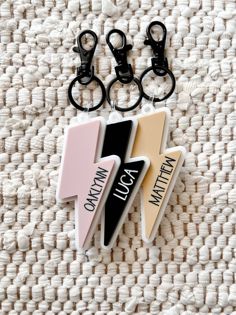 Personalized Acrylic Bag Tag | Lightning Bolt with Engraved Name | Etsy (US)