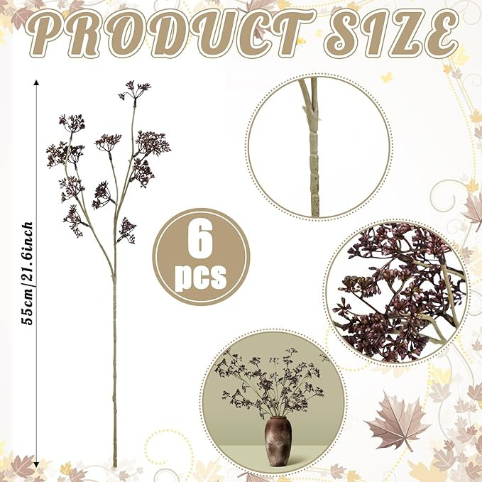 6 Pcs Fall Eucalyptus Seed Artificial Fall Branches Faux Autumn Berry Spray Dusty Plum Stem Faux ... | Amazon (US)