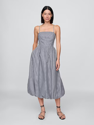 Poplin Gingham Bubble Midi Dress | Gap | Gap (US)