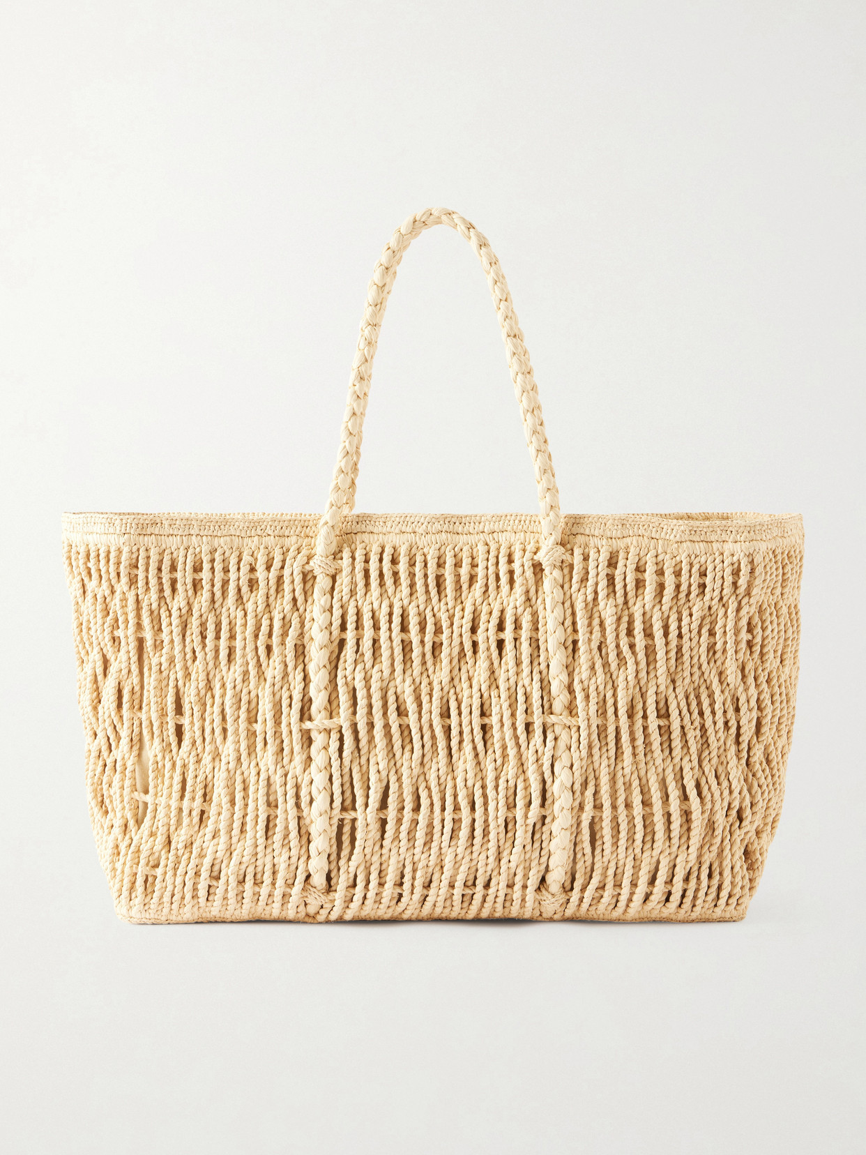 The Row - Georgica Leather-trimmed Raffia Tote - Neutrals | NET-A-PORTER (US)