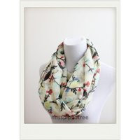 Bird Infinity Scarf, Womens Ladies Scarf in A Box, Gift, Robin Bird Print Scarves, Cherry Tree | Etsy (US)