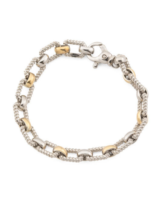 Made In Italy 14kt Gold Sterling Silver Oval Link Bracelet | TJ Maxx