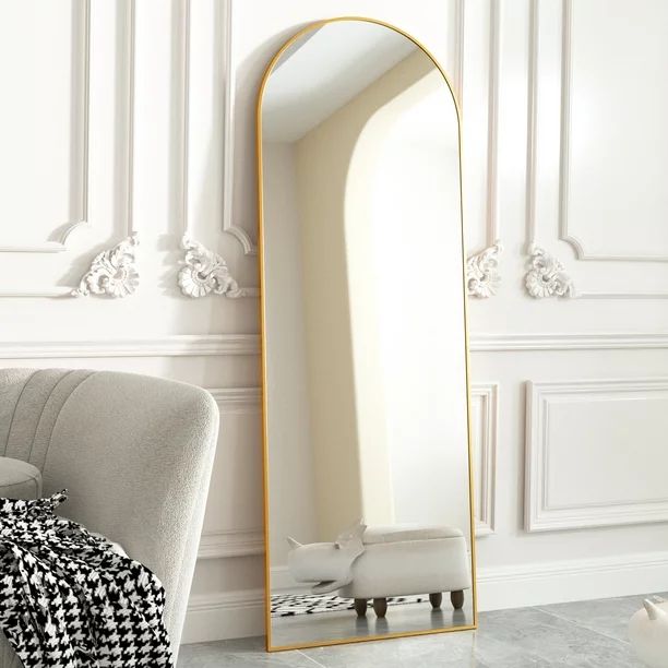 BEAUTYPEAK Arched Full Length Floor Mirror 58"x18" Full Body Standing Mirror,Gold - Walmart.com | Walmart (US)