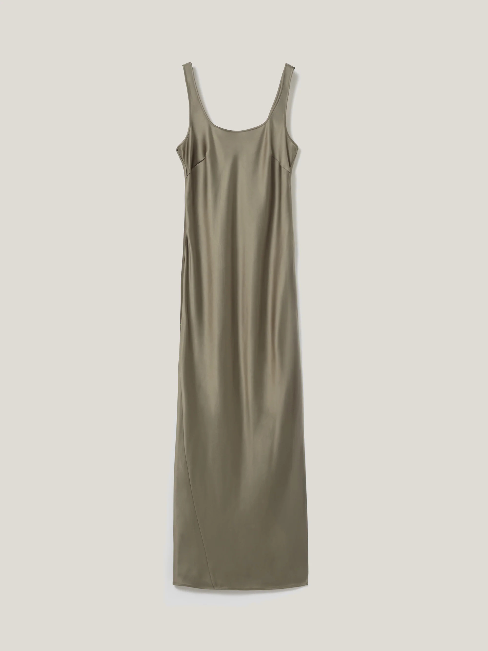 Heavy Satin Slip Dress | Khaki | Jigsaw (UK)