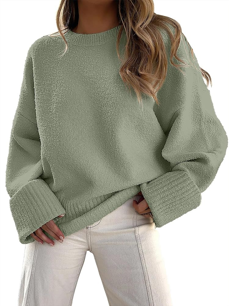 ANRABESS Women's Oversized Sweaters 2025 Long Sleeve Fuzzy Knit Casual Chunky Pullover Sweater Fa... | Amazon (US)