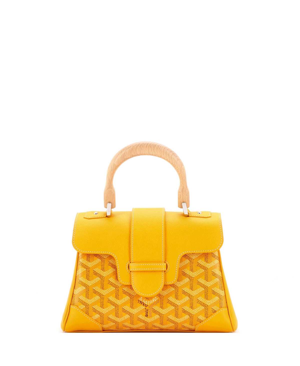 Pre-Owned Goyard Mini Saigon Top Handle Bag Coated Canvas with Leather - Yellow | Macy's