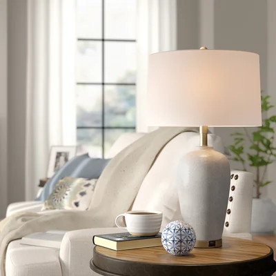 Cantin 26" White/Gold Table Lamp with USB | Wayfair North America