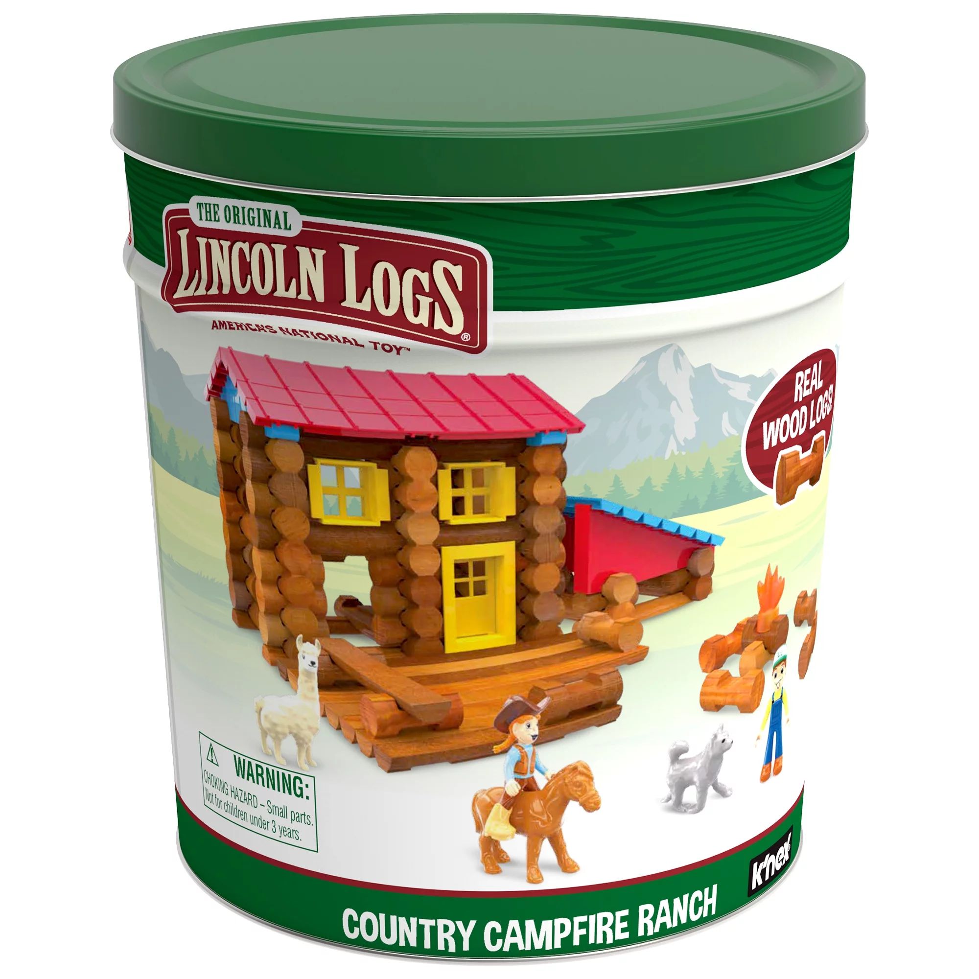LINCOLN LOGS Country Campfire Ranch - Real Wood Logs - 124 Pieces - Collectible Tin - Exclusive | Walmart (US)