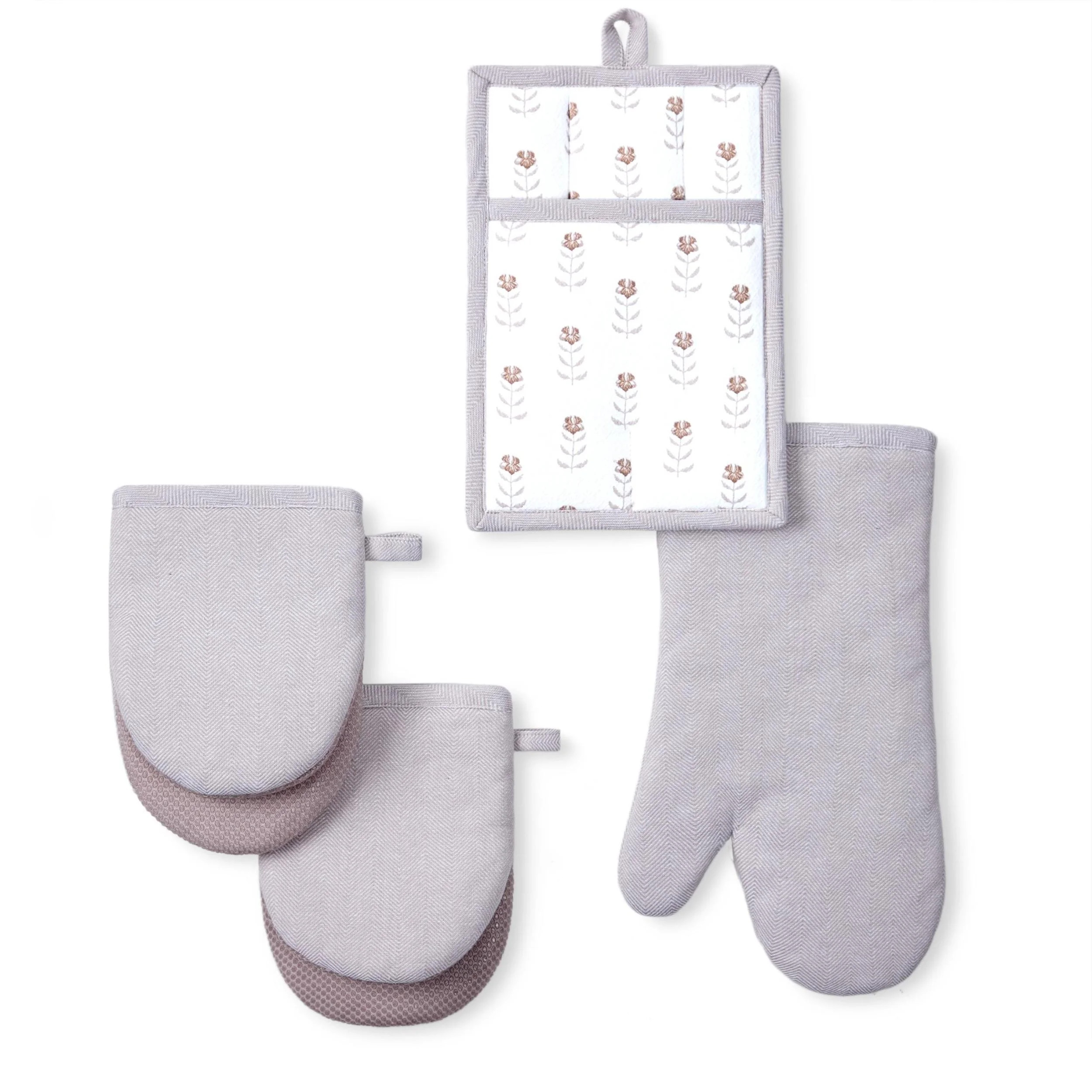 Beautiful 4-Piece Oven Mitt, Pot Holder, Mini Mitt Set, Brown - Walmart.com | Walmart (US)