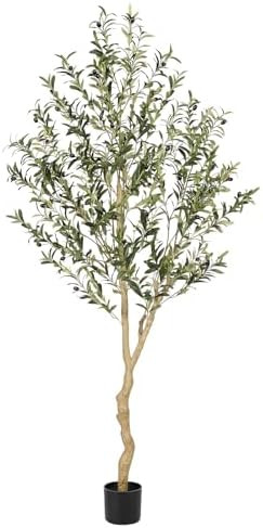 Realead 6ft Faux Olive Tree, Tall Olive Tree Plants, Fake Potted Olive Silk Tree, Artificial Oliv... | Amazon (US)